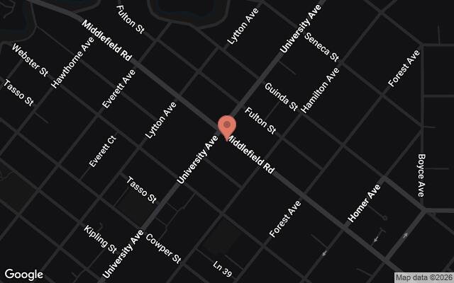 Map of 511 Byron Street, 660 University Avenue, 680 University Avenue, 500 Middlefield Road, Palo Alto, CA