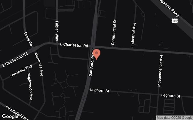 Map of 824 San Antonio Road, Palo Alto, CA