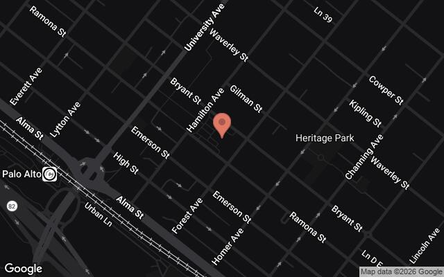 Map of City Hall, Palo Alto, CA