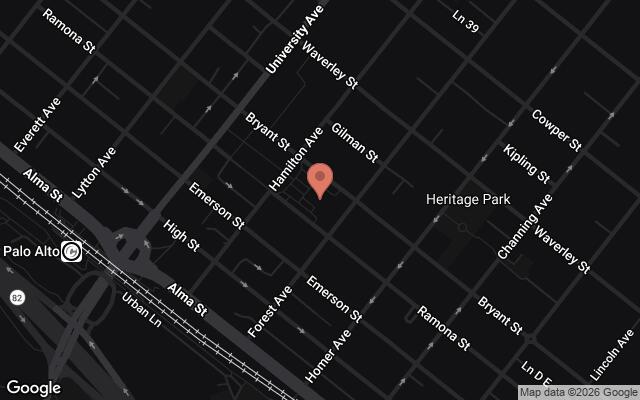 Map of City Hall, Palo Alto, CA