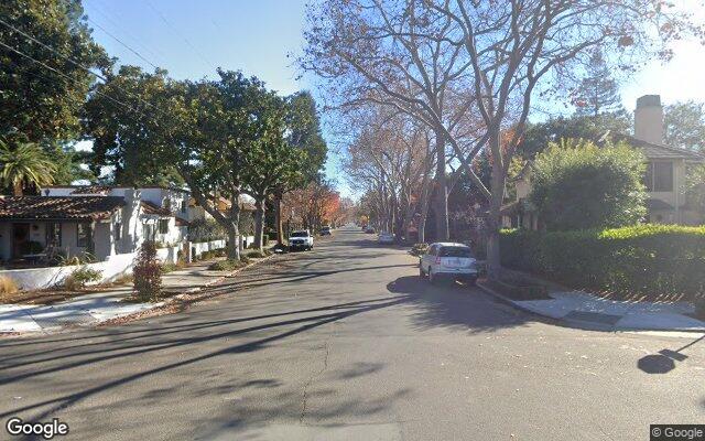 Street view near Barker Road between Alma Street and Emerson Street, Palo Alto, CA