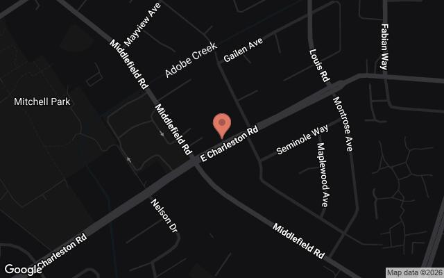 Map of Churchill, Meadow, and Charleston crossings, Palo Alto, CA