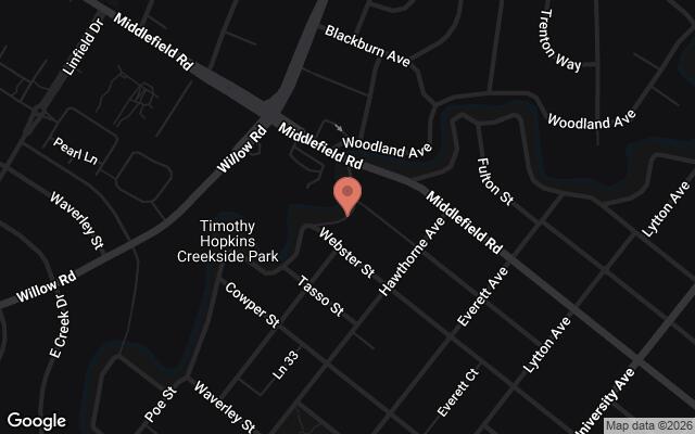 Map of Churchill Avenue, Meadow Drive, Charleston Road, and Palo Alto Avenue rail crossings, Palo Alto, CA