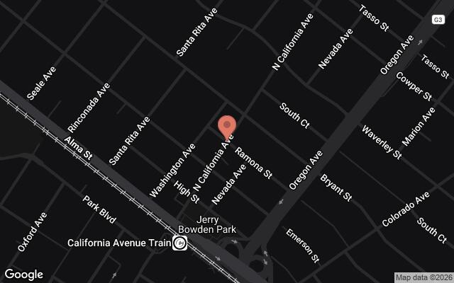 Map of California Avenue and Ramona Street, Palo Alto, CA
