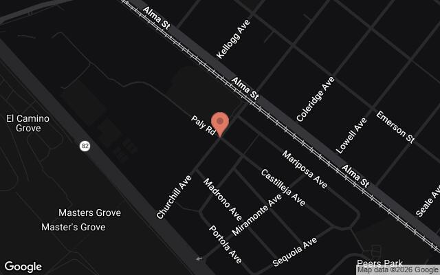 Map of Churchill Avenue and Castilleja Avenue, Palo Alto, CA