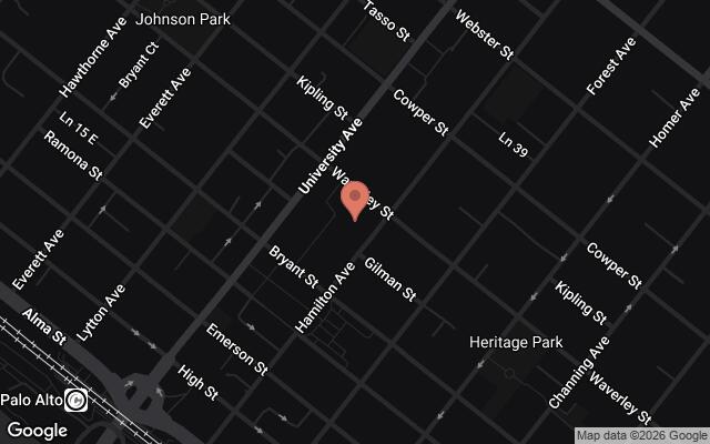 Map of 375 Hamilton Avenue, Palo Alto, CA