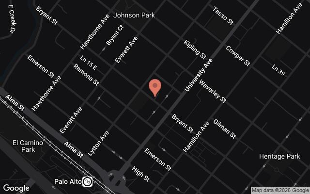 Map of Eleanor Party Park, Palo Alto, CA