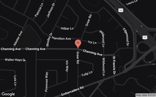 Map of Midtown and St. Francis neighborhoods, Palo Alto, CA