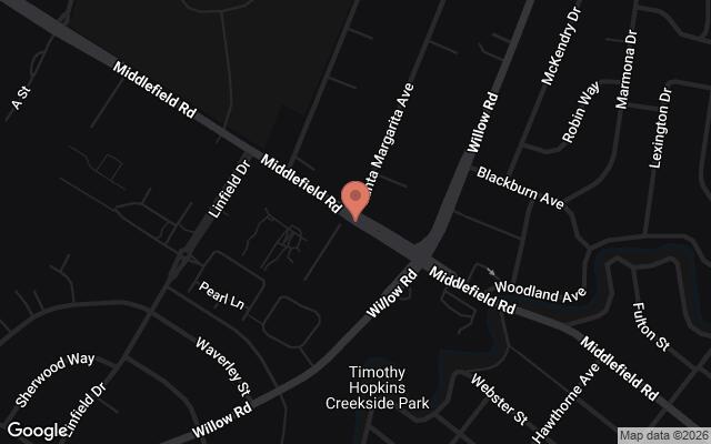 Map of Middlefield Road between Linton and Hamilton, Palo Alto, CA