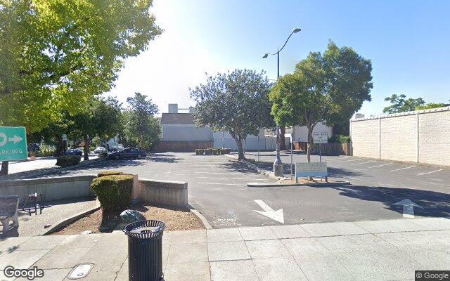 Street view near Downtown surface parking Lot T, Palo Alto, CA