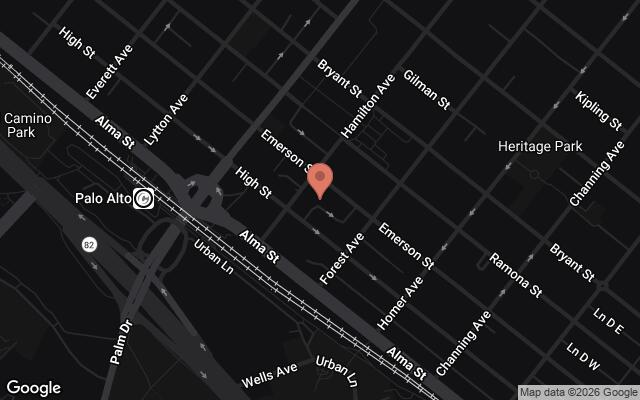 Map of 620 Emerson Street, Palo Alto, CA